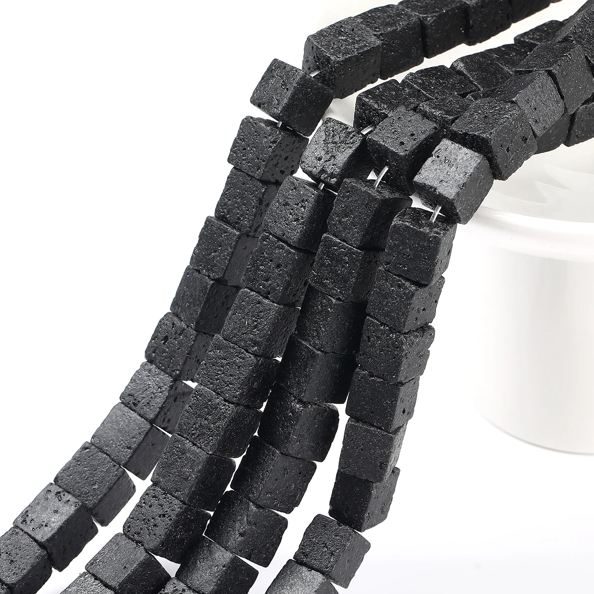 الجملة الحمم البركانية الطبيعية حجر مربع الشكل حبة فاصل فضفاض لصنع المجوهرات عقد دي اي واي سوار الإكسسوار 15 "بوصة #3