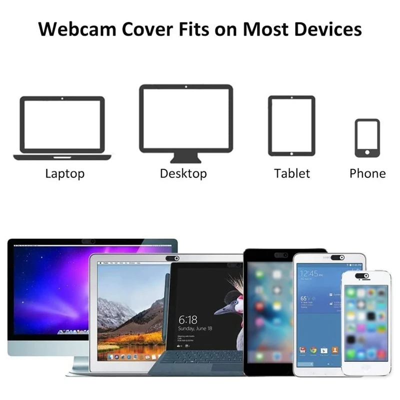 HDL Webcam Cover, 12-Pack Ultra Thin Design Web Camera Cover Slide for Laptop, PC, MacBook, IMac, Computer, iPad, Pro- Black