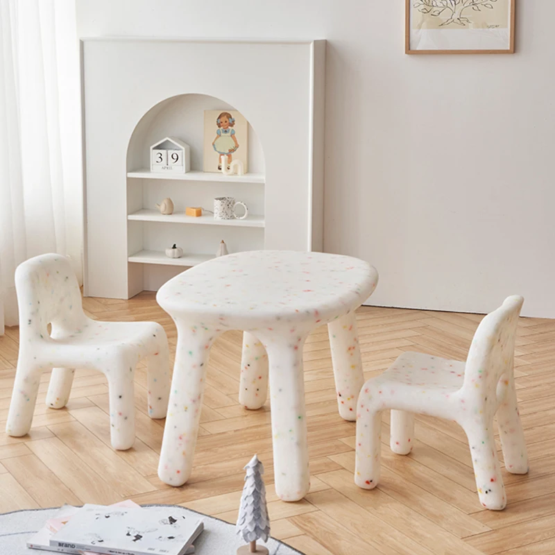 

Home Nordic Desk Dining Stool Table Chairs For Children PE Change Shoes Stool Child Furniture Portable Backrest Stools Decor