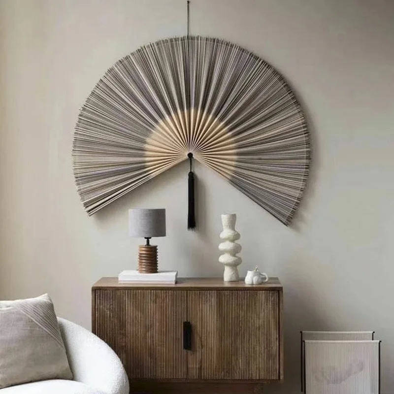 New Chinese-style Bamboo Woven Decorative Hanging Fan, Creative Wall Hanging Fan for Hotel Bedroom, Gift Decorative Fan image 3