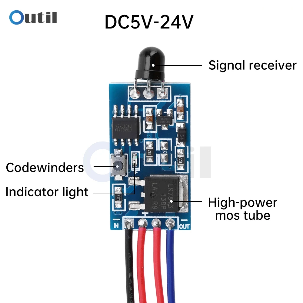 DC 5V 24V Relay Module One-button/two-button Infrared IR Remote Switch Control Relay Driving Controller with Remote Controller