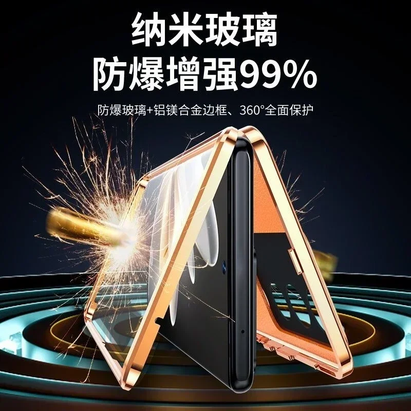 حافظة هاتف لهاتف Vivo V27 V29 V30 V40 Pro V29 Lite 5G 360 حماية كاملة للعدسة المعدنية غطاء زجاجي أمامي خلفي حافظة جلدية PU