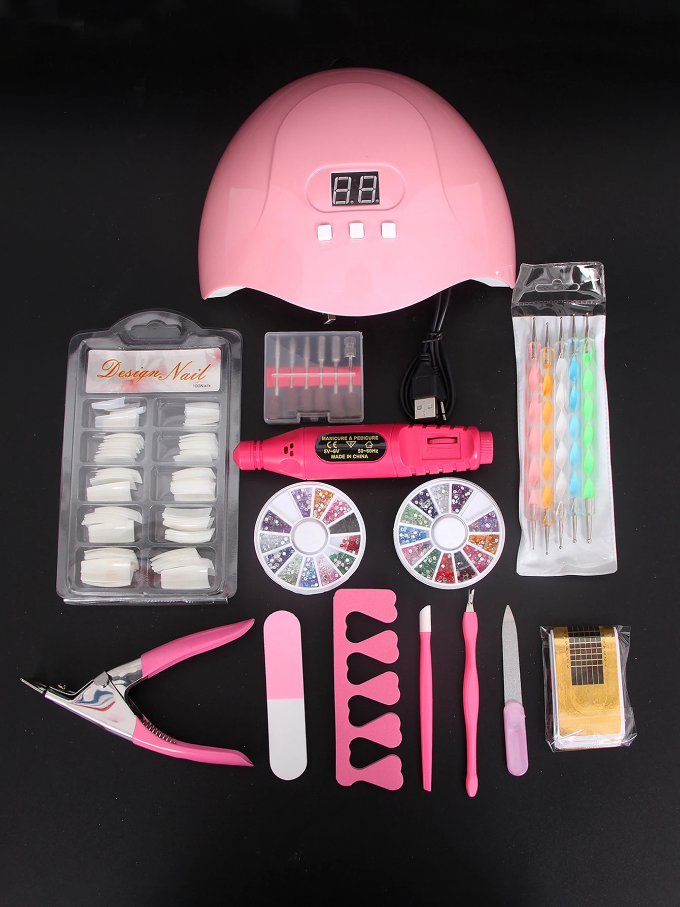 Professional Nail Art Kit, Complete Manicure Tools Set with UV LED Nail Lamp