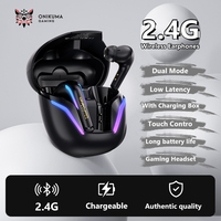 ONIKUMA T27 2.4GHz Wireless Earphones Dual Mode Earbuds Low Latency Gaming Headset With Charging Box Touch Control RGB Headsets