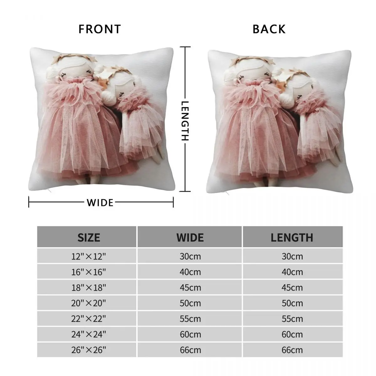 Pink Princess Toy Square Pillowcase Polyester Linen Velvet Creative Zip Decorative Home Cushion Cover 45x45