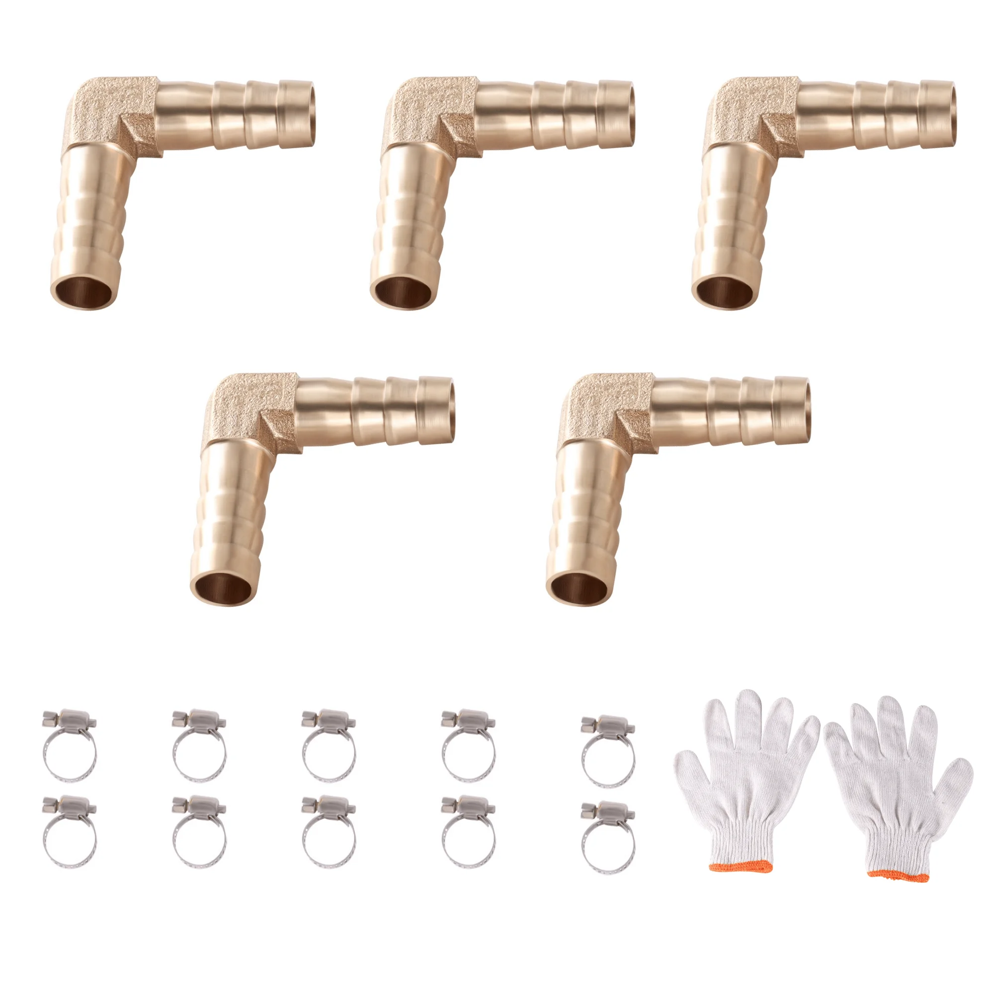 5pcs 8mm 10mm Hose Barb Equal Reudcing Elbow Connector 90 Degree Adapters Transfer Brass Pipe Fitting Gas Fuel Water