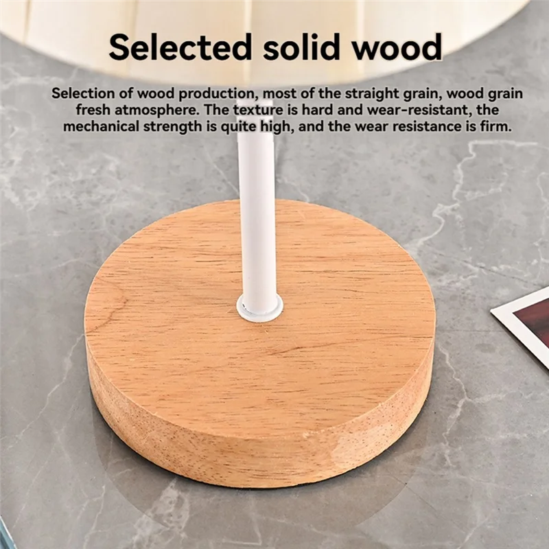 BMBY-3W LED Desk Lamp Wooden Table Lamp USB Powered - Portable LED Bedside Lamp Withpleated Shade, 3 Color Touch Sensor