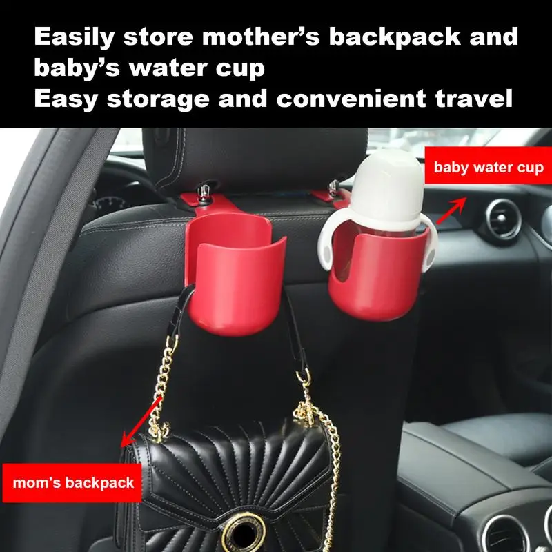 Car Back Seat Cup Holder, Hangable Drink Holder, organizadores interiores, Multifuncional Bag Hooks, fácil instalação