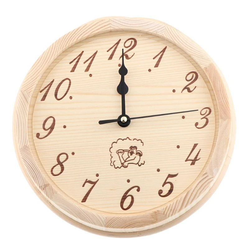 Horloge en Bois de 9 Pouces pour Salle de Sauna, Minuterie, Accessoires pour Mur Extérieur et Nik