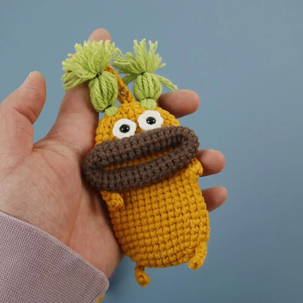 Handgemaakte Haakhoes Cartoon Worst Grote Mond Gebreide Gehaakte Autosleuteltas Handgeweven Pluche Sleutelhanger Beschermer