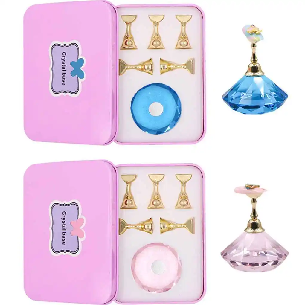 1 セットクリスタルベース磁気ネイルホルダー爪のヒント練習トレーニングディスプレイスタンドジェルサロン DIY マニキュアツール