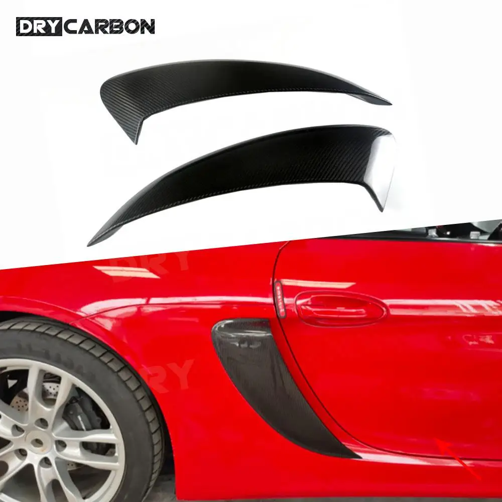 

Carbon Fiber Car Door Side Fender Vents Trims Frame Decoration Cover For Porsche 981 Cayman Boxster 2013 2014 2015 FRP Black