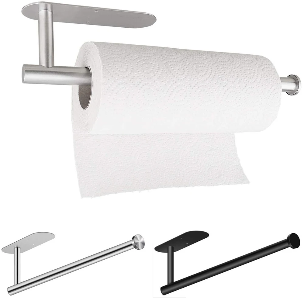 Stainless Steel Paper Towel Holder Self Adhesive or Drilling Toilet Paper Holder Easy To Install for Kitchen, Bathroom, Sink