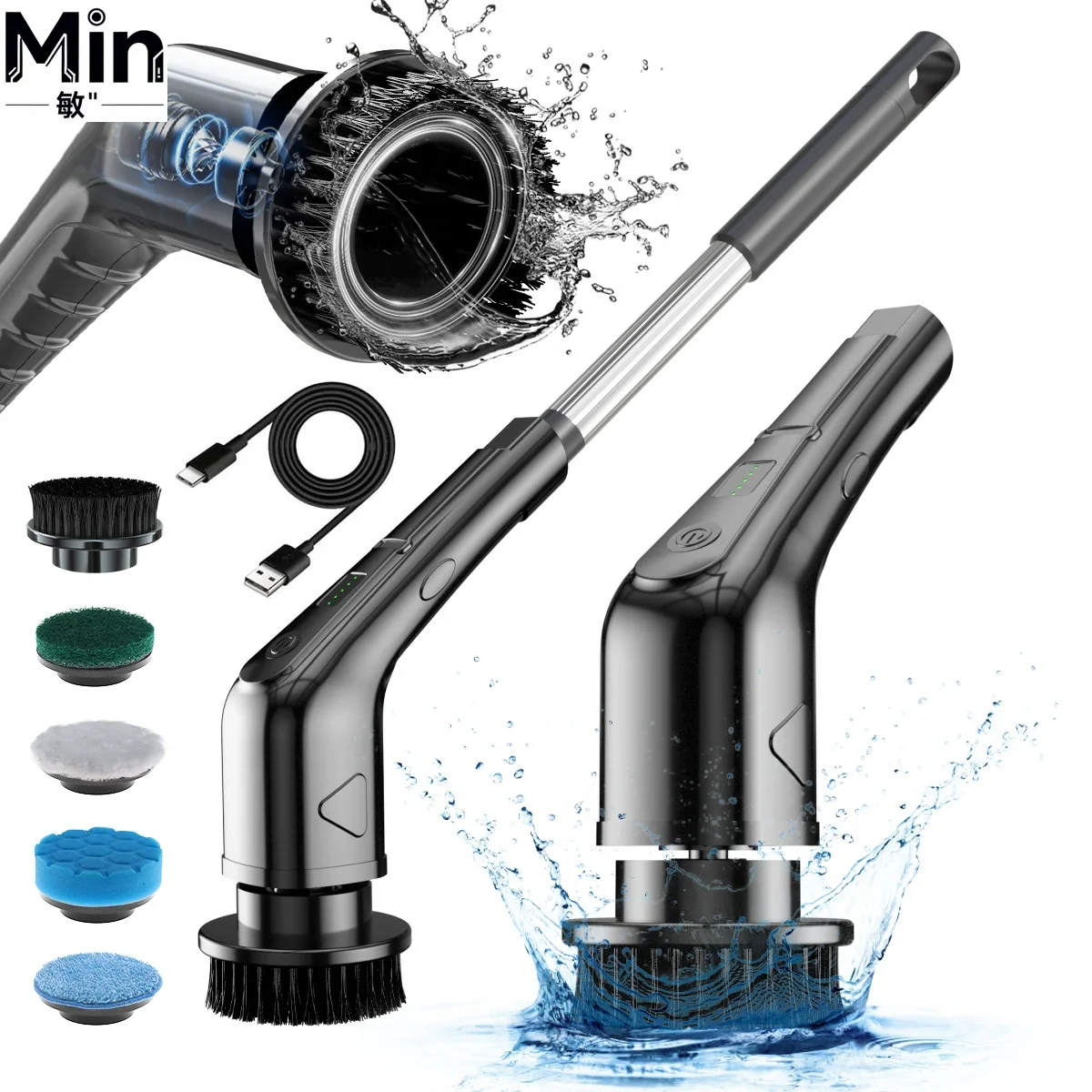 

OEM Multifunctional Spin Scrubber Set, Cordless Cleaning Brushes for Car Kitchen Floor Window