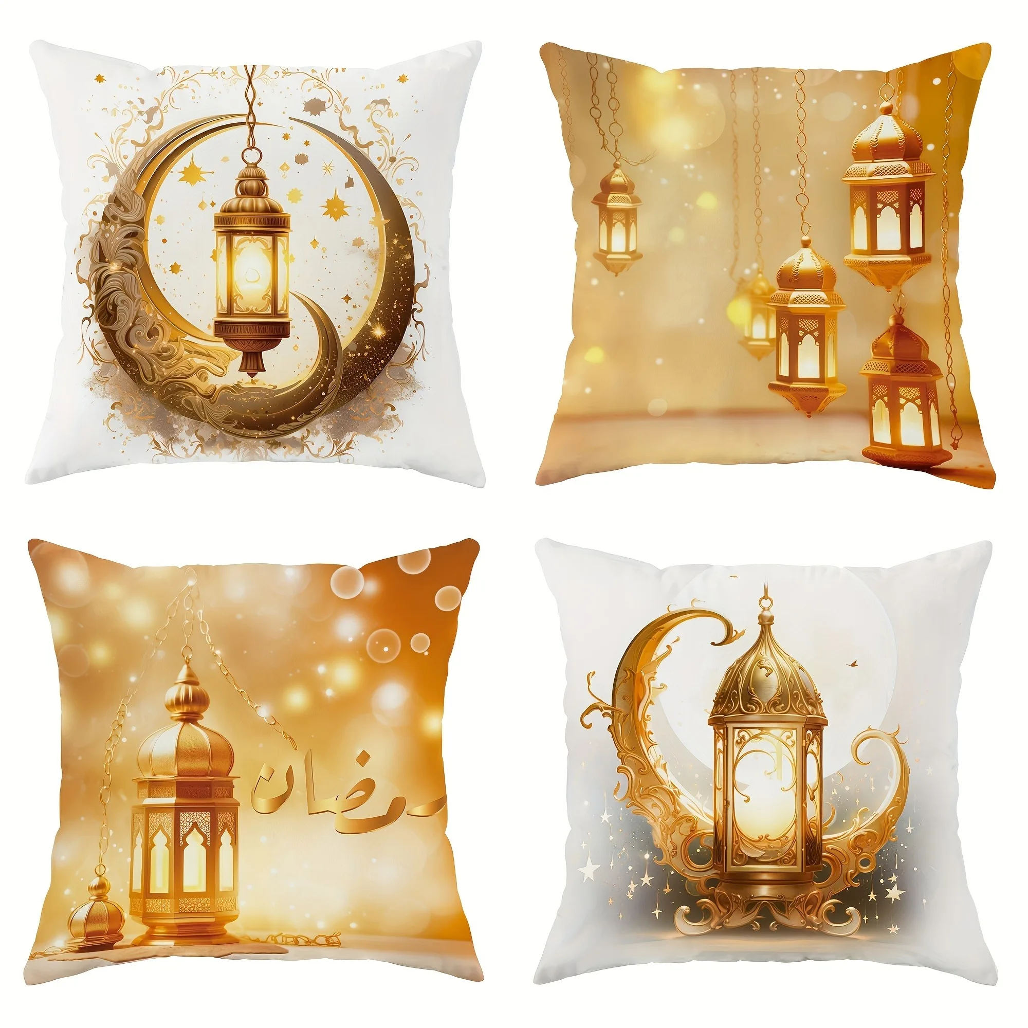 Ramadan decoration pillowcase Crescent Moon fasting lamp pattern living room Sofa cushion cover home bedroom room decoration