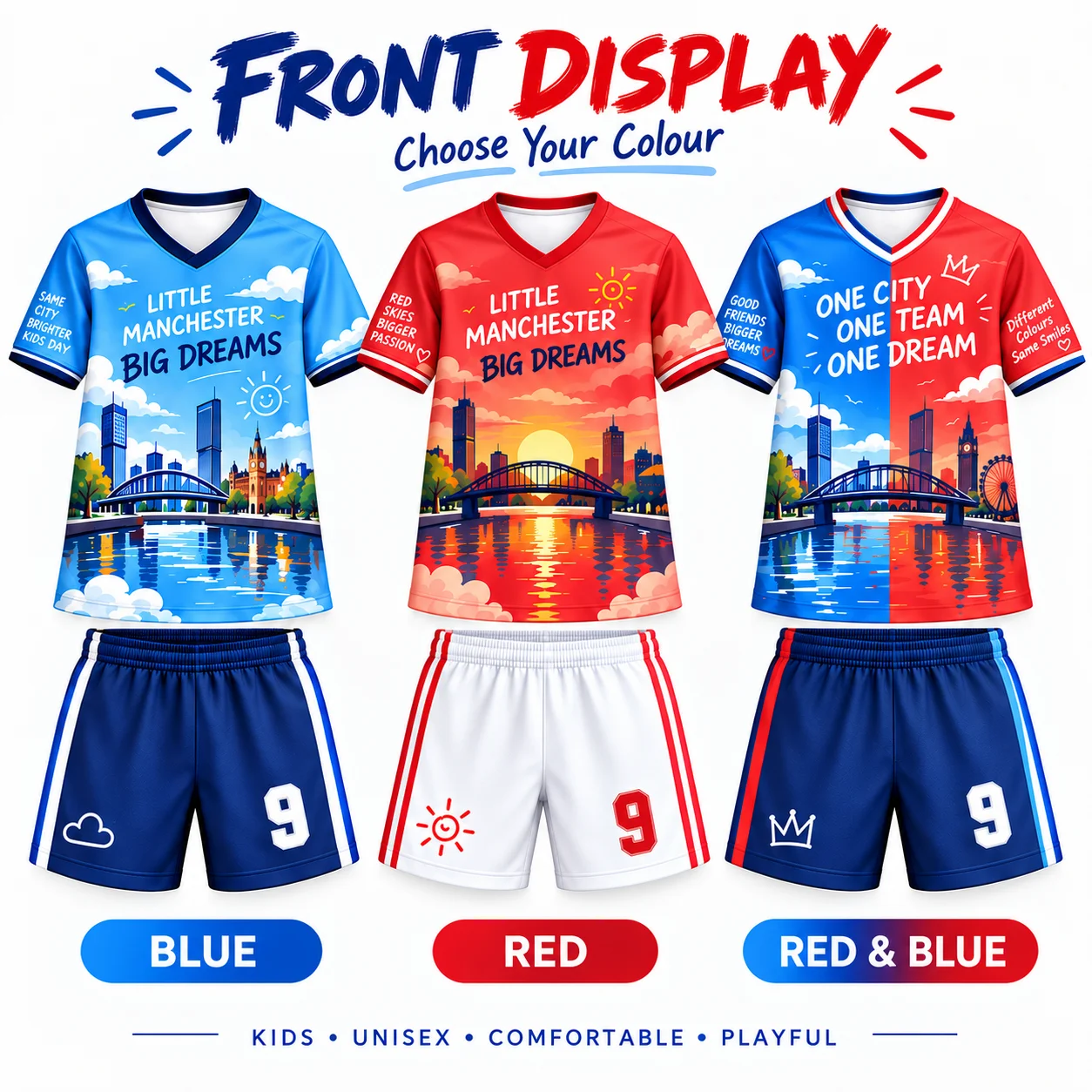 2026 Kids Football Jersey Set Boys Girls Soccer Uniform Number 9 Short Sleeve Shirt Shorts Sportswear Children Football Outfit