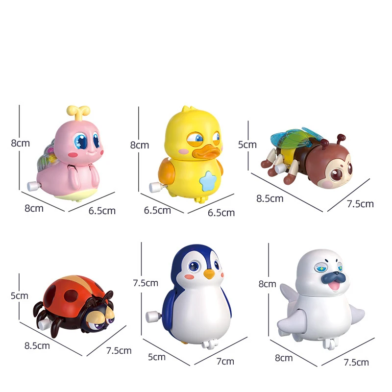 1pcs Simulation Clockwork Toy Cartoon Bee Snail Penguin Ladybug Will Shake Head Wagging Tail Rotating Toys Children's Gifts