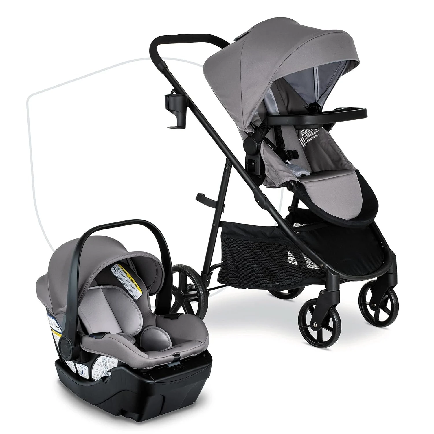 Baby Travel System, Infant Car Seat and Stroller Combo with Base, Technology, System and 4 Ways to Stroll, Graphite Glacier·Hot
