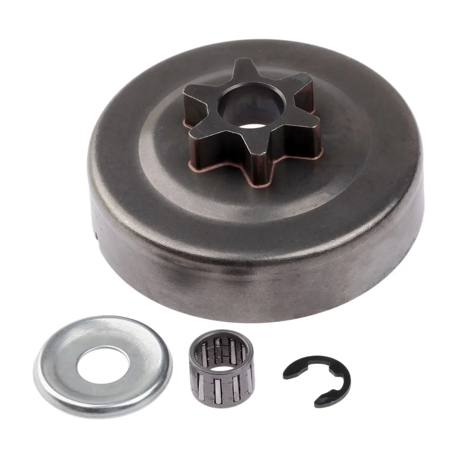 1 Set 3/8 6T Clutch Drum Sprocket Washer E-Clip Kit For STIHL Chainsaw 017 018 021 023 025 MS170 MS180 MS210 MS230 MS250 1123