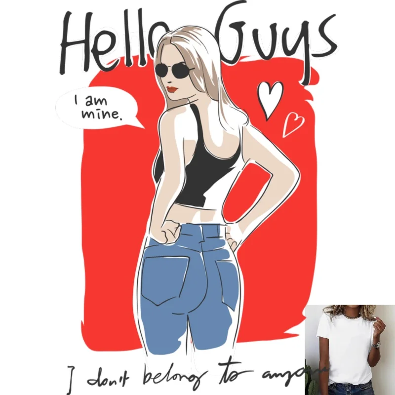 Trendy Cool Girl English Slogan Heat Transfer White Ink Iron - on Patch, Suitable for T - shirts/Canvas Bags, Daily Casual &