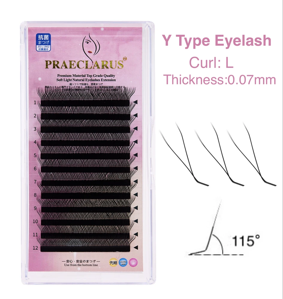 [SHIP ON 24 HOURS]12 Rows Y Shape Black Color Individual Eyelashes Extension Wholesale Professional False Eyelashes Vendors