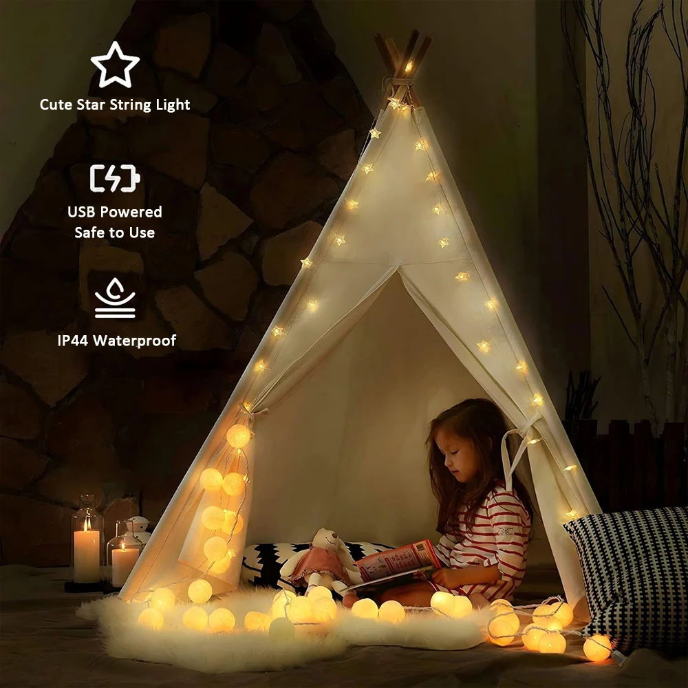 Star Stirng Lights, 3m/6m LED Fairy Twinkle Light USB Powered Warm White for Birthday Party Wedding Christmas Home Decor