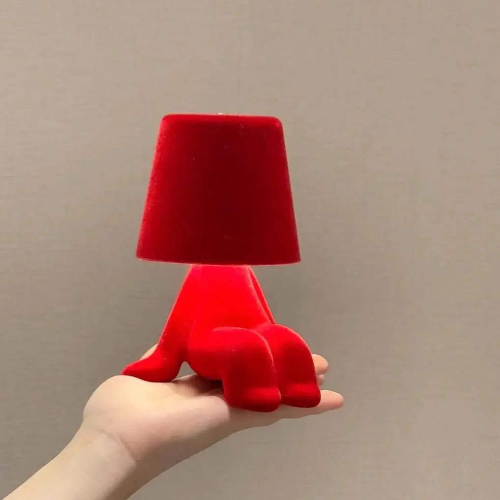 Flocking Thinker Golden Man Desk Lamp Creative Bedroom Charging Night Light Bar Ambient Decorative Light