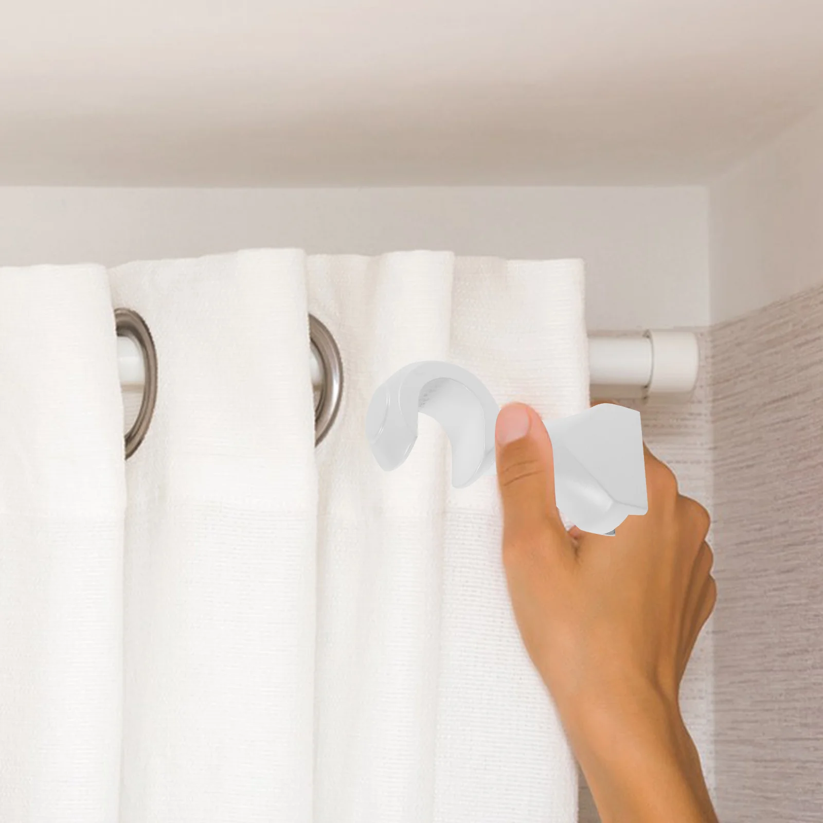 

2pcs Wooden Curtain Rod Brackets Sturdy Easy Installation Reusable Drill Less Support Holder For Closet Bathroom Balcony Window