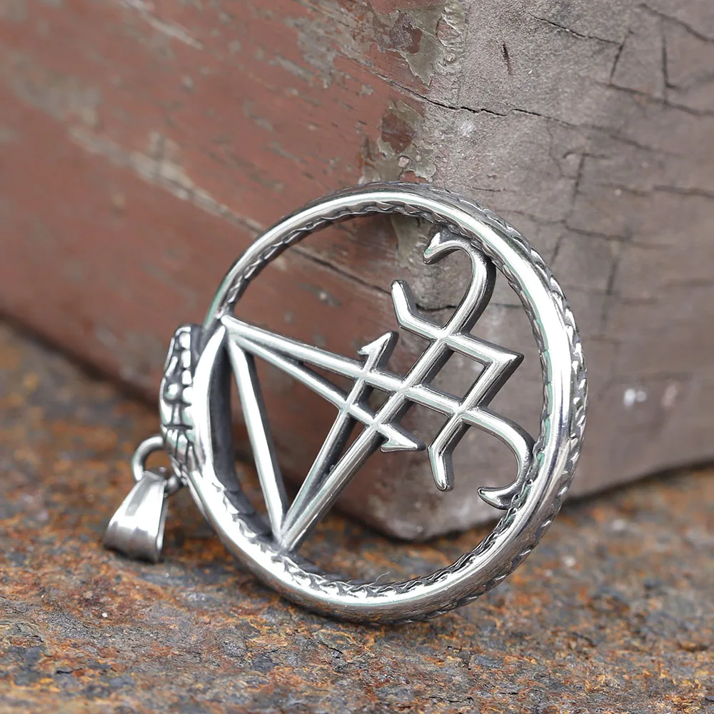 Unique Design Stainless Steel Round Snake Lucifer Satan Signet Pendant Cool Jewelry For Men GIFT free shipping