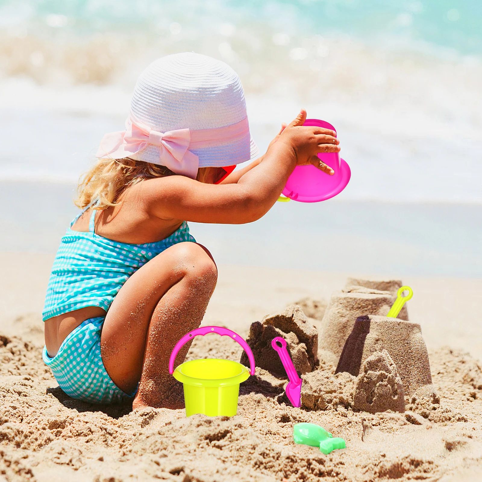 

1 Set Beach Bucket Toys: Kids Sand Bucket Set Mini Plastic Beach Pails For Outdoor Play Small Sand Promotes Hand-Eye
