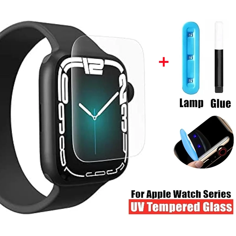 

UV Tempered Glass for Apple Watch 10 9 8 7 45MM 41MM 6 5 SE 40MM 44MM Screen Protector for IWatch 3 42MM 46MM Protective Glass