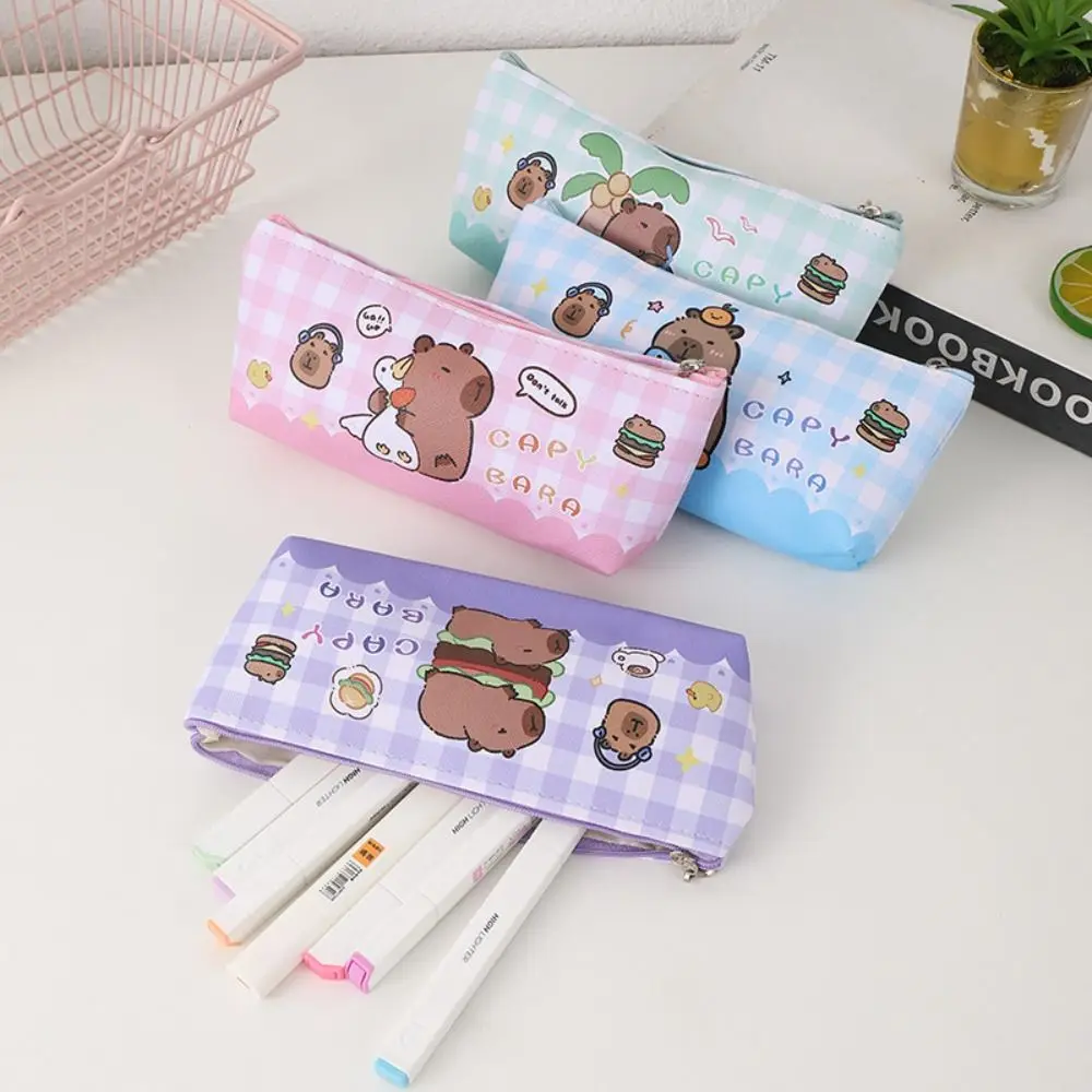 Capivara Cartoon Multifuncional Pen Bag, grande capacidade lápis caso, papelaria saco, presente