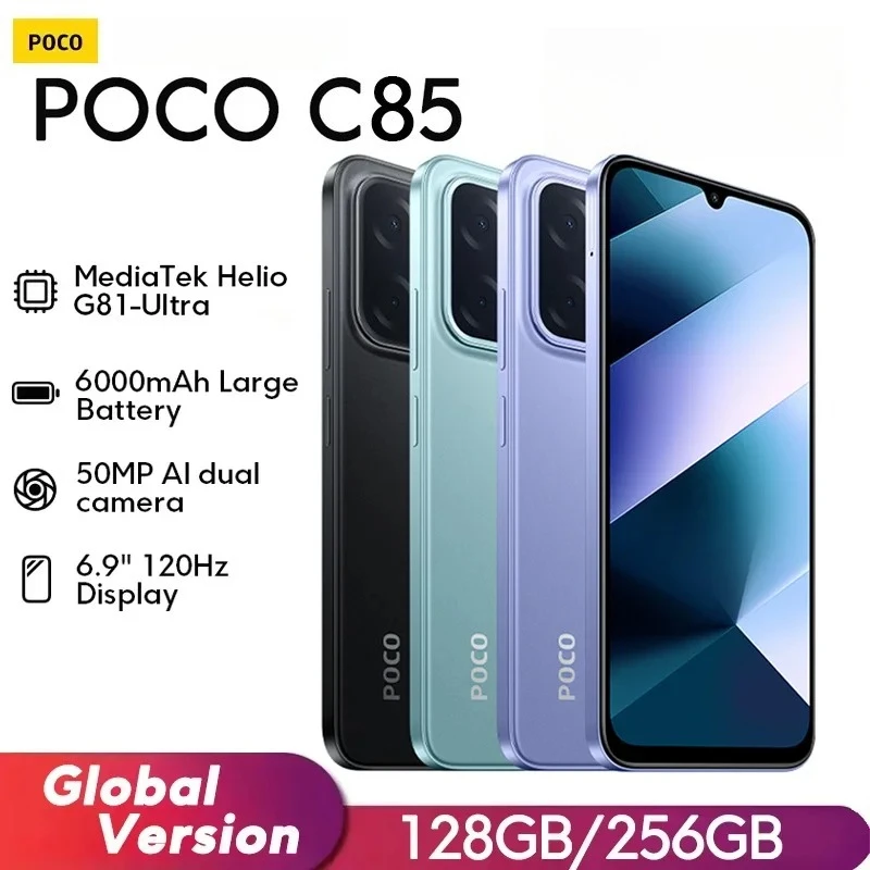 POCO C85 Global Version Smartphone MediaTek Helio G81-Ultra NFC 6.9 6000mAh Battery Display 50MP Camera 33W Mobile Phones Xiaomi
