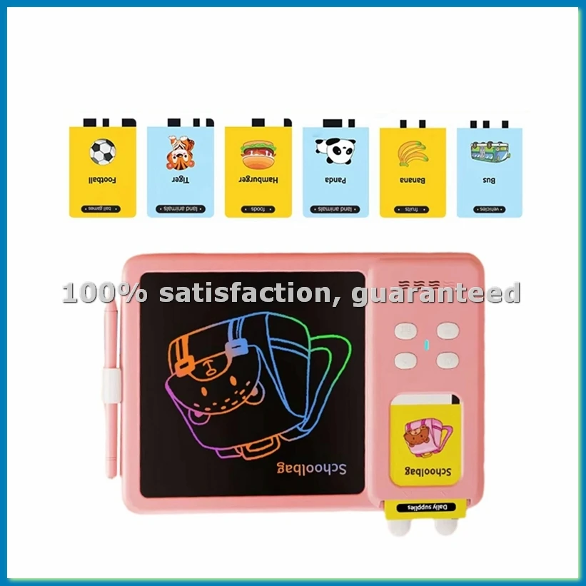 Children'S Painting Lcd Writing Tablet Montessori Visual Text Learning Machine Toys Speaking Kids Drawing Board Pink-ABHG