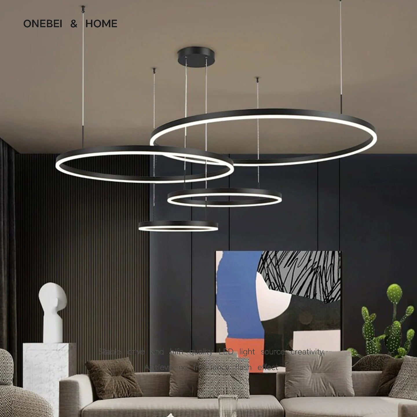 Modern LED Ring Chandelier Home Lighting Living Room Dining Room Ceiling Hanging Chandelier Lustre Indoor Lighting Decoration