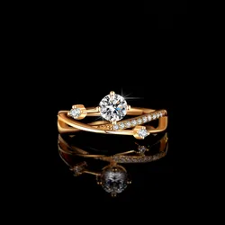 18K gold four-claw diamond ring moissanite PT950 platinum ring female 0,5 carat female wedding ring cross rattan man