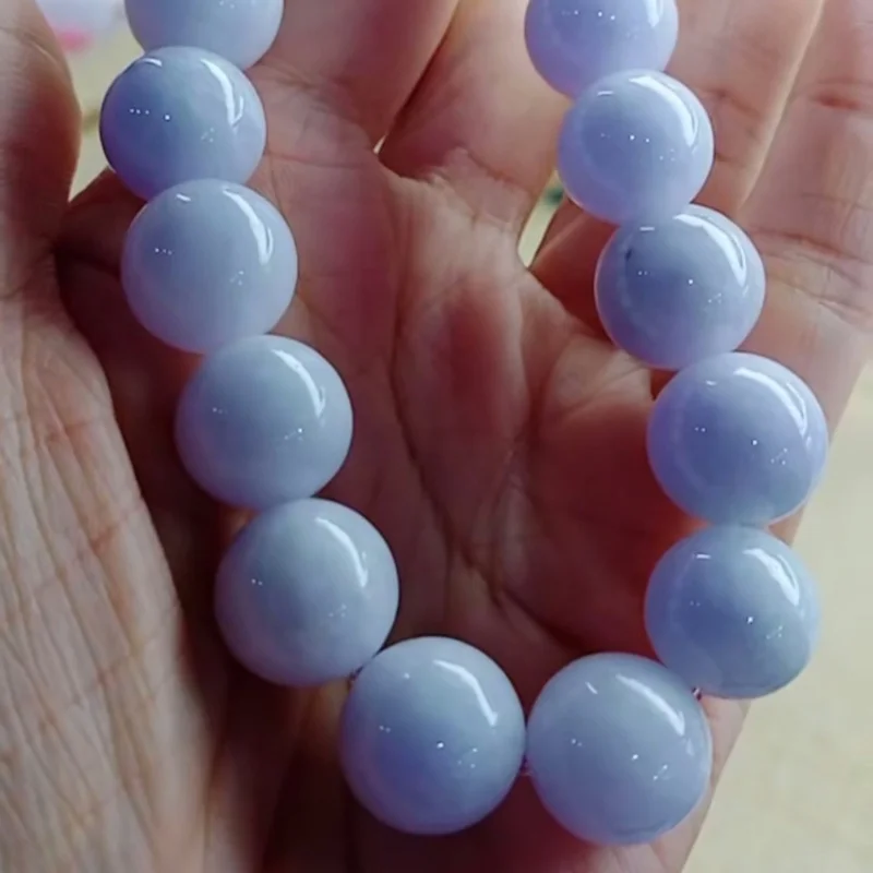 Natural Jadeite Cargo Jade 13mm Violet Old Pit Material Bracelet Carring Strap