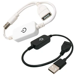 Przełącznik kabla USB 28 cm Przedłużacz USB A męski na żeński Czarny z przełącznikiem ON OFF, przełącznik ściemniacza USB 5 V Touch/Knob