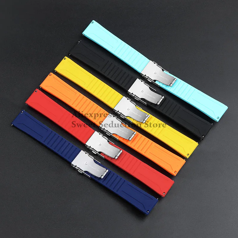 Universal Quick Release Silicone Rubber Watch Strap 20mm 22mm 24mm Soft Band Women Men Wristband for Omega for Rolex Bracelet image 3