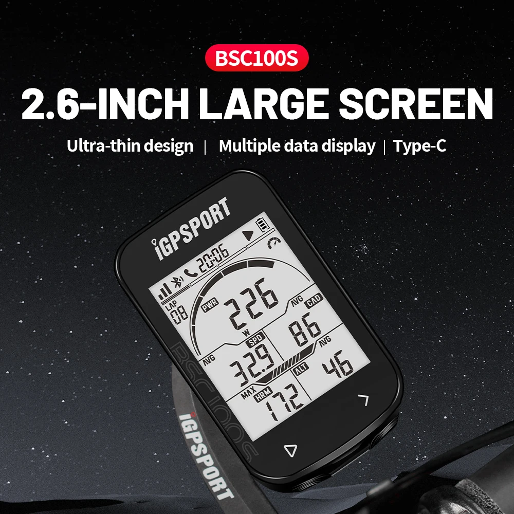 iGPSPORT BSC100S Bike Computer GPS Bike Speedometer Cadence Sensor Bike Wireless Stopwatch IPX7 Waterproof Cycling Accessories