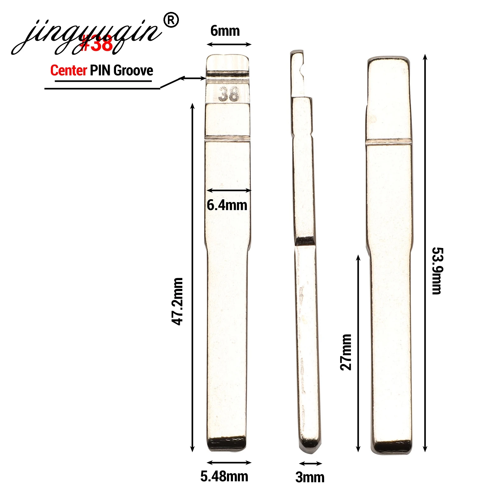 Jingyuqin HU101 FO21 FO38 Remote Key Metal Blank for Ford Focus Mondeo CMAX FIESTA GALAXY NO.38 #19 90 91 98 109 Uncut Blade