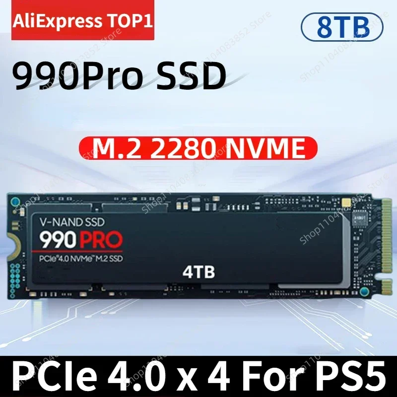 2024 New Original 990Pro 8TB 4TB 2TB 1TB SSD Internal Solid State Drive M.2 2280 PCIe Gen 4.0x4 NVMe for PS5 Desktop PC Laptop