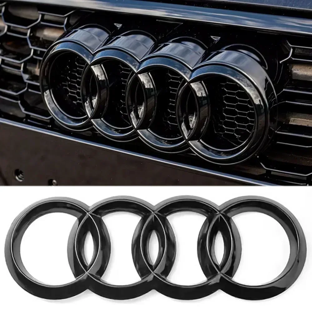 

4 Ring ABS Bonnet Front Bonnet Grill Rear Trunk Emblem Logo Badge Decal Sticker for Audi A3 A4 A5 A6 A7 S5 S6 S7 Q3 Q5 Q7 Q8 TT