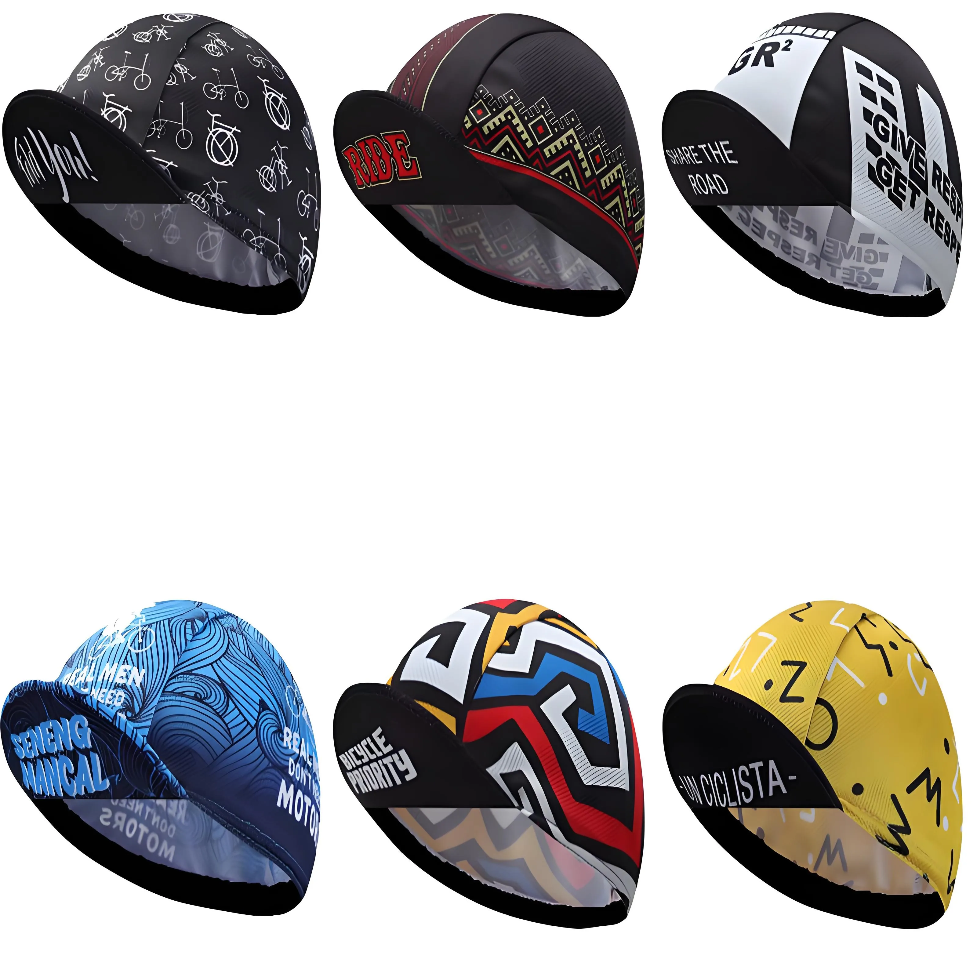 

New Cycling hat, Fashionable Black Yellow Blue Graffiti Sweat absorbing and Breathable Quick drying Sports hat for Men and Women