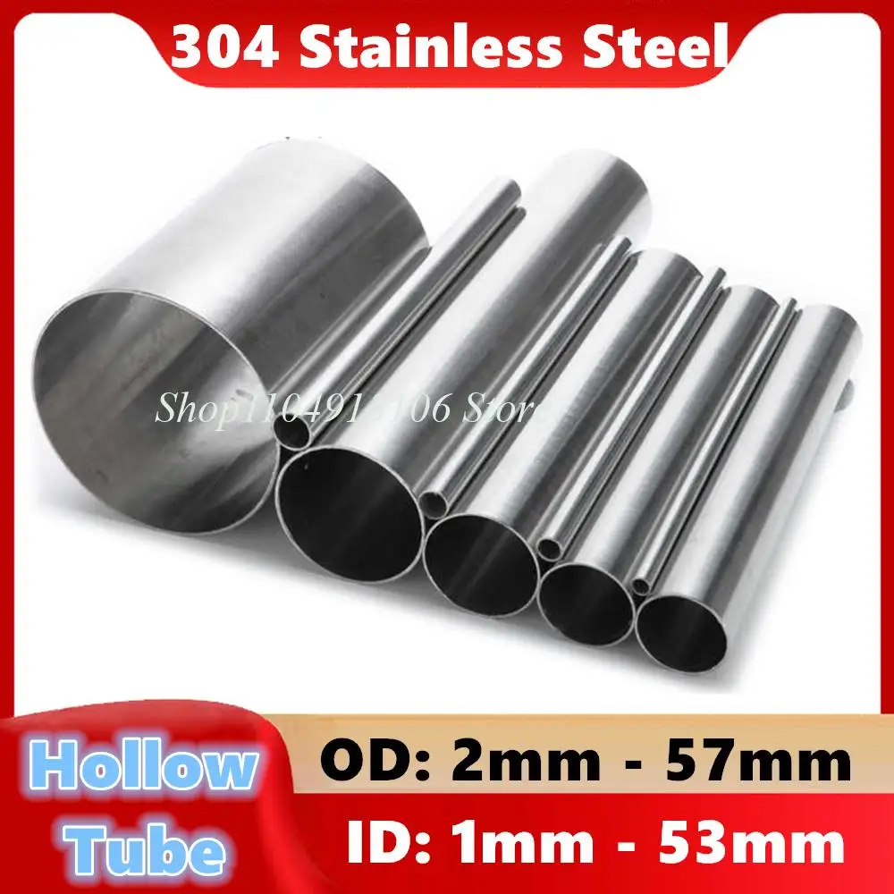 304 Seamless Stainless Steel Capillary Tube Hollow Straight Tubing OD 2-57mm Length 250/500mm Round Capillary Tube Metal Tubes