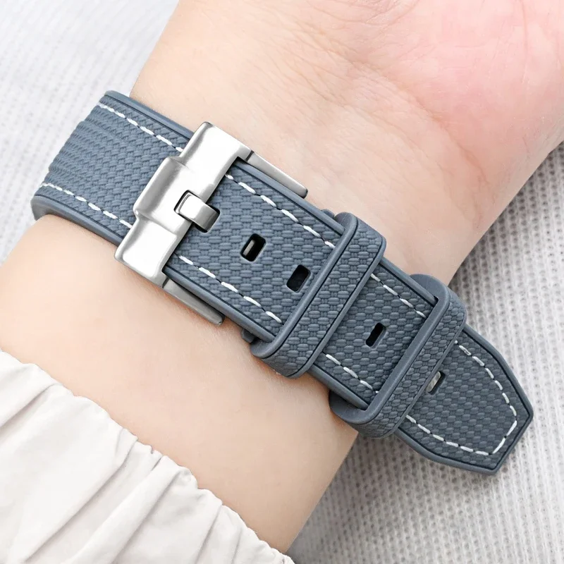 Gummi-Silikon-Uhrenarmband für Swatch X Blancpain GREEN ABYSS, gebogenes Ende, wasserdichtes Sportarmband mit gewebtem Muster, 22 mm – Detail 8