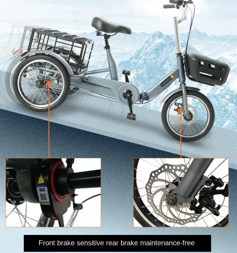 Pedal Three-Wheeler Tricycle Walking Assist for The Elderly Disabled Folding Mobility Aids Portable Shopping Tricycle