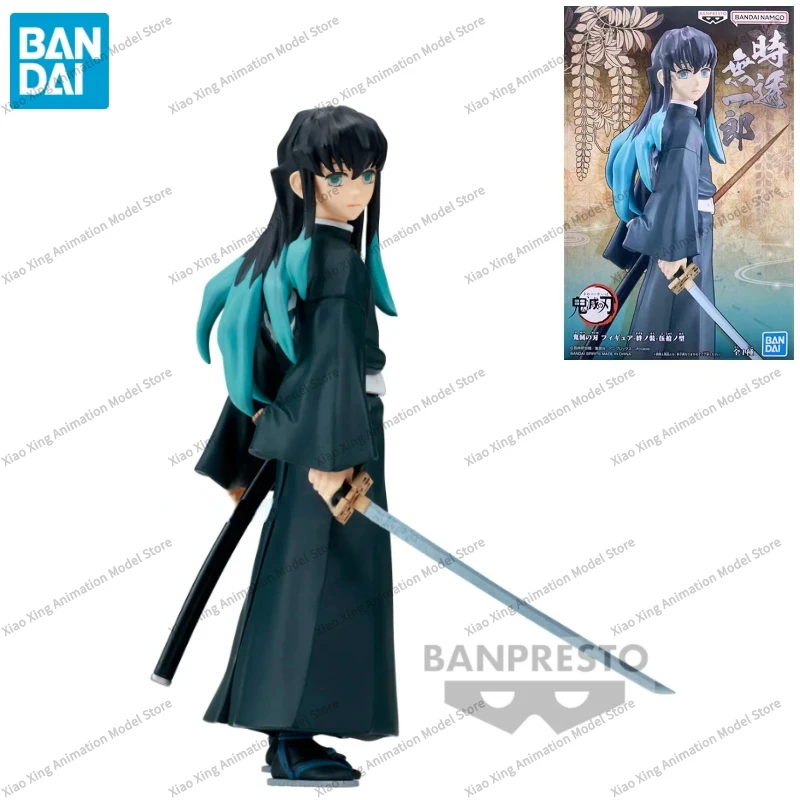 In Stock Bandai Original Anime Demon Slayer Tokitou Muichirou PVC 15cm Action Figure Kimetsu No Yaiba Toy Collection Gift Model