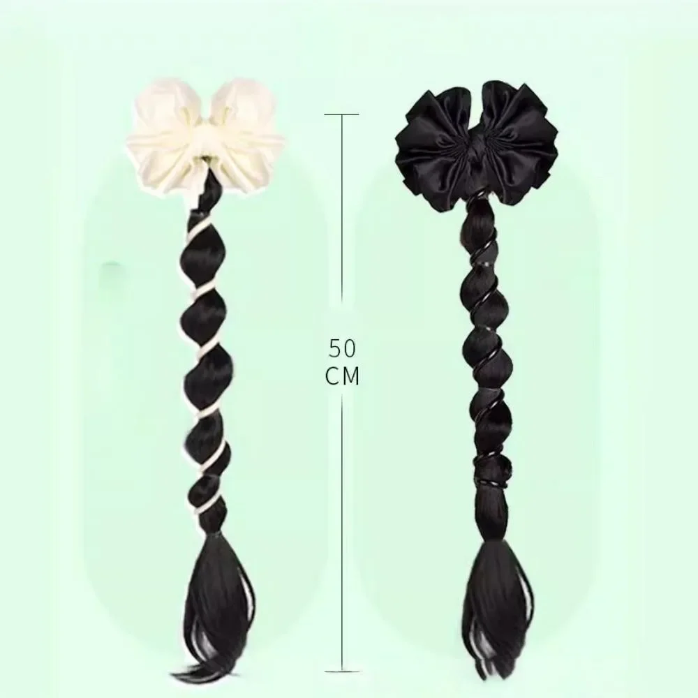 Synthetic Wig Hair Clip for Women Fashion Bowknot Telephone Line Fake Ponytail Wig Women Twist Braided Bubble Tied Hair Extensio