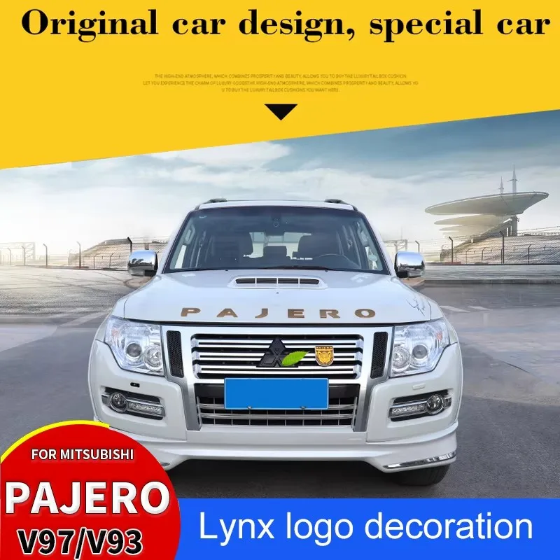 

Для Mitsubishi Pajero 97 V93 V87 Lynx украшение с логотипом Pajero Bobcat, украшение с логотипом автомобиля, ступица колеса Pajero, украшение передней сетки